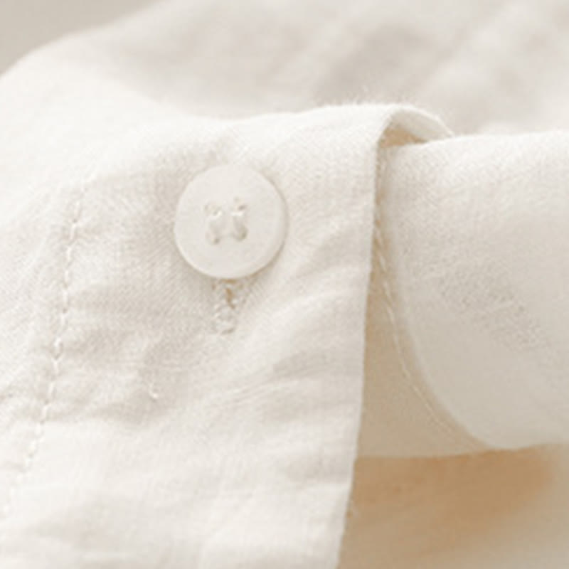Camisa de algodón con cuello redondo y botones lisos para mujer, manga tres cuartos, con diseño de Buddha Stones - image 15