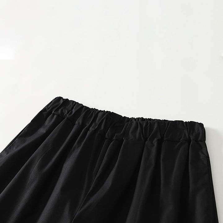Pantalones de lino y algodón para mujer con bolsillos y diseño de dobladillo con volantes en colores puros de Buddha Stones Artistic Commute - image 10