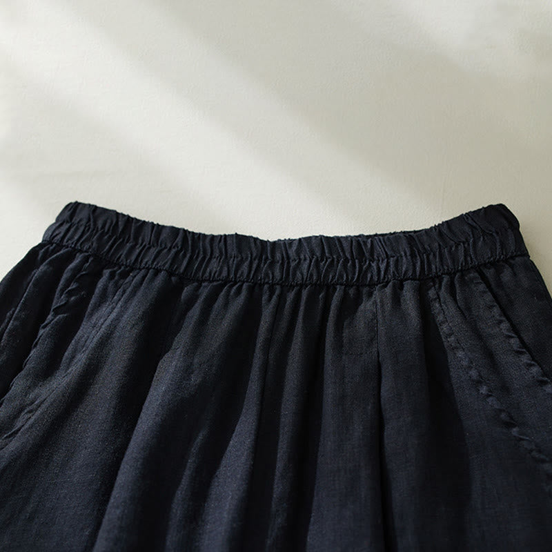Pantalones harén de lino y algodón con cintura alta para mujer, de Buddha Stones Commute, con bolsillos - image 17