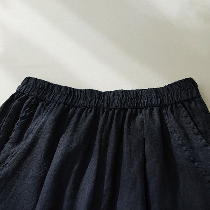 Pantalones harén de lino y algodón con cintura alta para mujer, de Buddha Stones Commute, con bolsillos - image 17