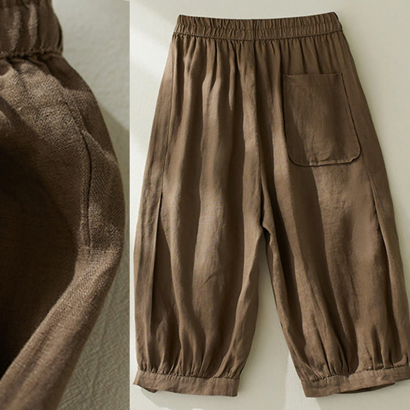 Pantalones harén de cintura alta con bolsillos para mujer, de Buddha Stones Commute, en color puro - image 6