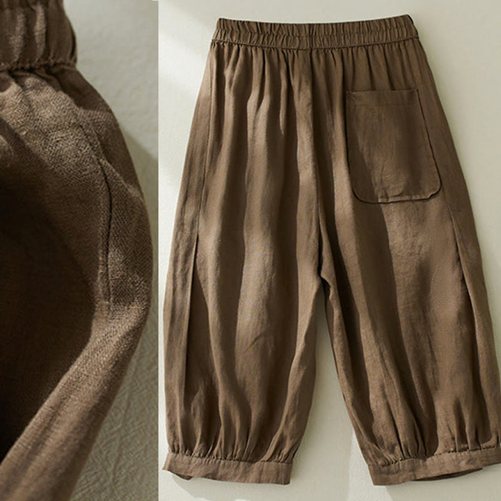 Pantalones harén de cintura alta con bolsillos para mujer, de Buddha Stones Commute, en color puro - image 6