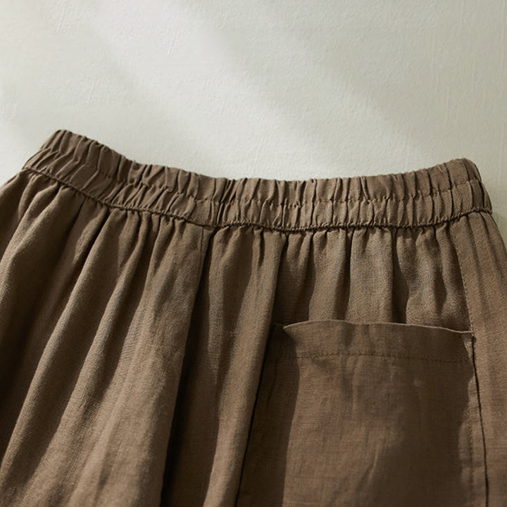 Pantalones harén de lino y algodón con cintura alta para mujer, de Buddha Stones Commute, con bolsillos - image 2