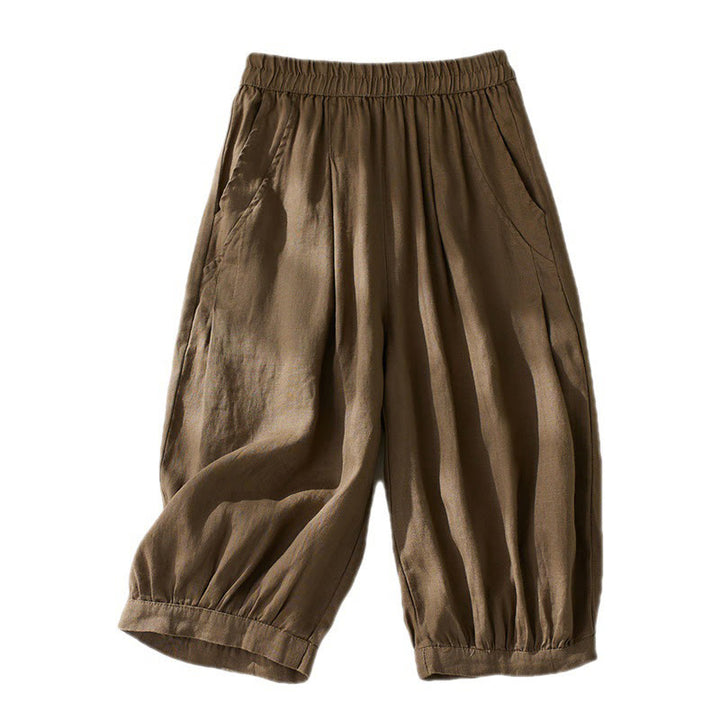 Pantalones harén de cintura alta con bolsillos para mujer, de Buddha Stones Commute, en color puro - image 7
