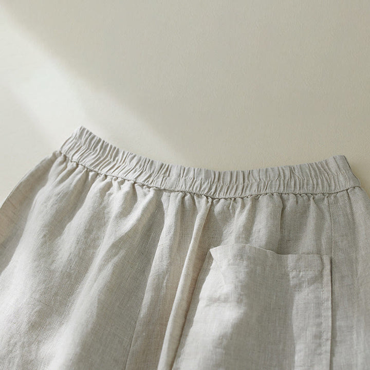 Pantalones harén de lino y algodón con cintura alta para mujer, de Buddha Stones Commute, con bolsillos - image 10