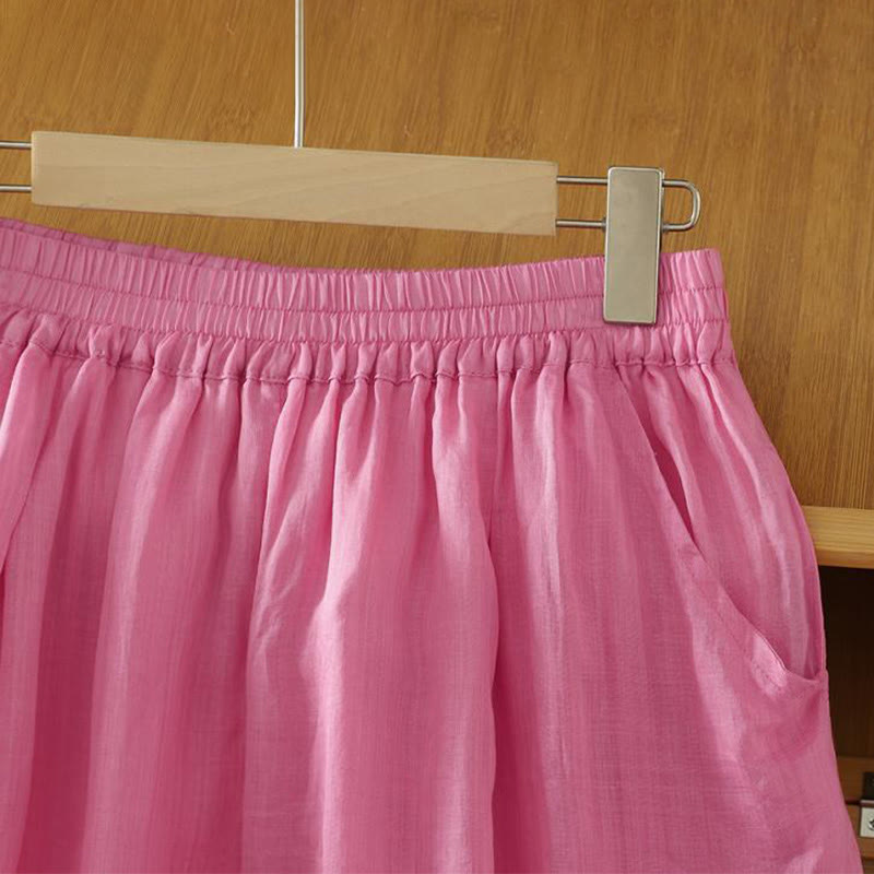 Pantalones harén de lino y algodón para mujer, hasta el tobillo, con bolsillos, diseño sencillo, color puro, Buddha Stones Commute - image 17