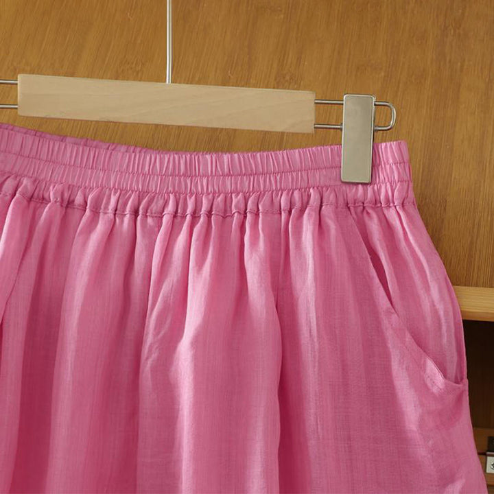Pantalones harén de lino y algodón para mujer, hasta el tobillo, con bolsillos, diseño sencillo, color puro, Buddha Stones Commute - image 17