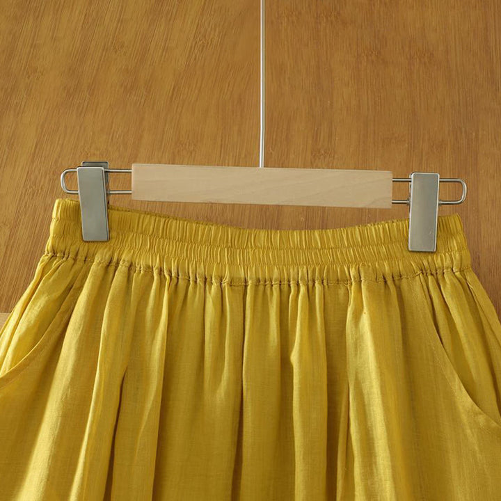 Pantalones harén de lino y algodón para mujer, hasta el tobillo, con bolsillos, diseño sencillo, color puro, Buddha Stones Commute - image 1