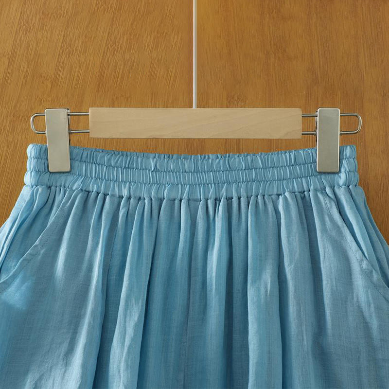 Pantalones harén de lino y algodón para mujer, hasta el tobillo, con bolsillos, diseño sencillo, color puro, Buddha Stones Commute - image 21