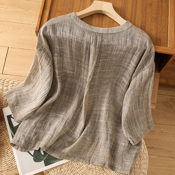 Camiseta de manga tres cuartos para mujer, estilo casual de verano, con cuello redondo y estampado de Buddha Stones. - image 17