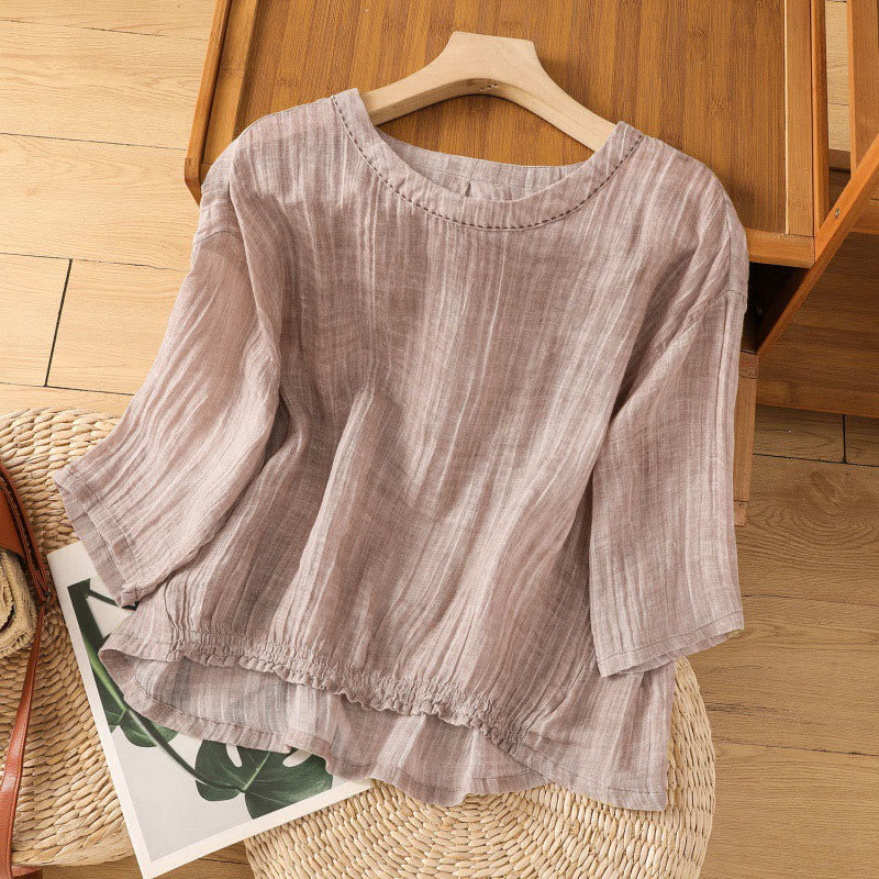 Camiseta de manga tres cuartos para mujer, estilo casual de verano, con cuello redondo y estampado de Buddha Stones. - image 25
