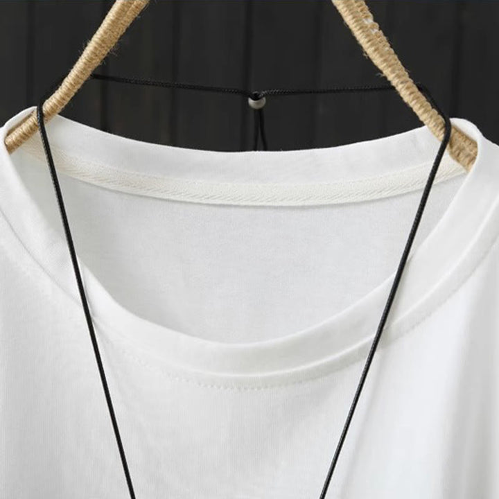 Camiseta de algodón de manga corta para mujer, informal, holgada, de verano, con cuello redondo y estampado de Buddha Stones - image 12