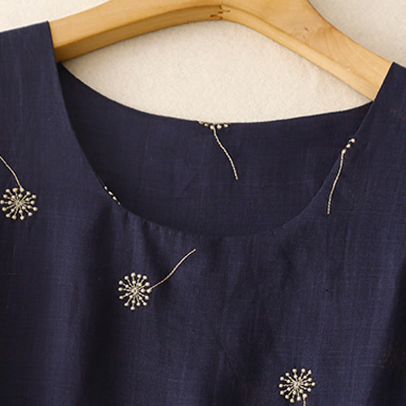 Vestido midi de algodón sin mangas con estampado azul medianoche y cordones, con bolsillos y estampado Buddha Stones - image 3