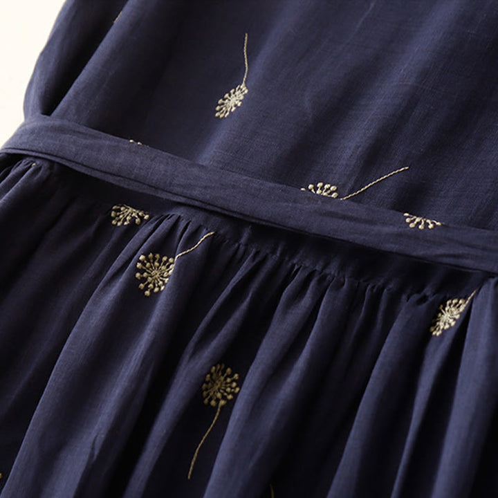 Vestido midi de algodón sin mangas con estampado azul medianoche y cordones, con bolsillos y estampado Buddha Stones - image 7
