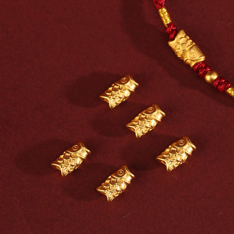 Pulsera trenzada hecha a mano con Buddha Stones, oro 999, protección de la suerte y pez koi