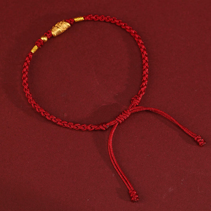 Pulsera trenzada hecha a mano con Buddha Stones, oro 999, protección de la suerte y pez koi