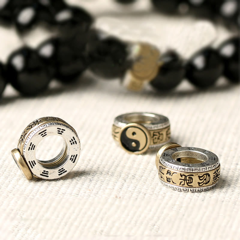 Pulsera de Obsidiana Negra con Buddha Stones y Yin Yang, Mantra de Nueve Caracteres