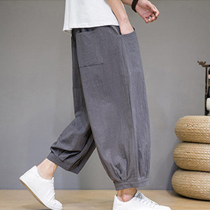 Pantalones capri cortos de algodón con bolsillos para hombre de Buddha Stones - image 4