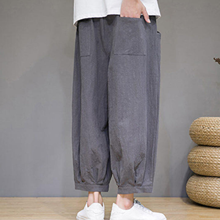 Pantalones capri cortos de algodón con bolsillos para hombre de Buddha Stones - image 3