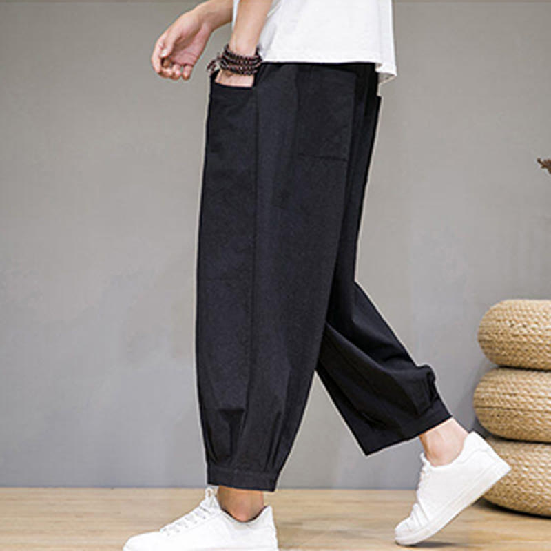 Pantalones capri cortos de algodón con bolsillos para hombre de Buddha Stones - image 24