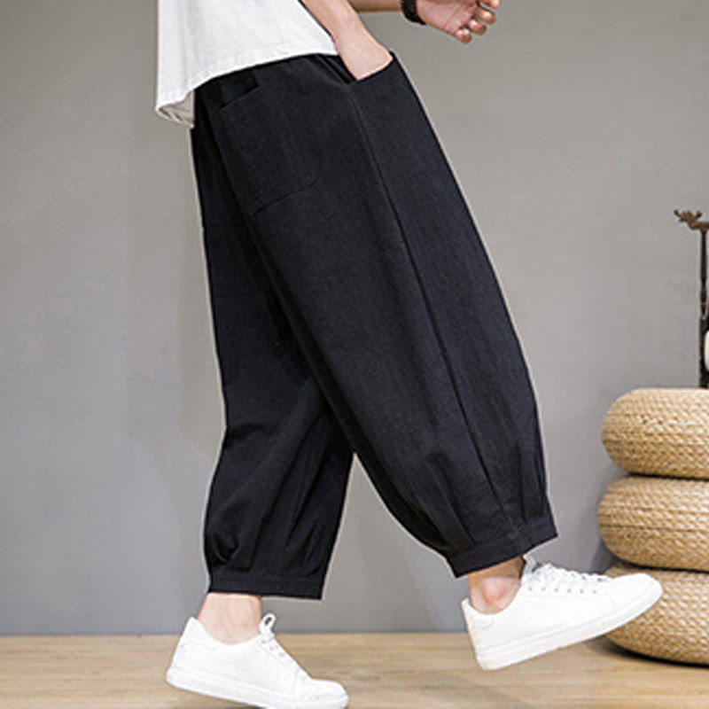 Pantalones capri cortos de algodón con bolsillos para hombre de Buddha Stones - image 26