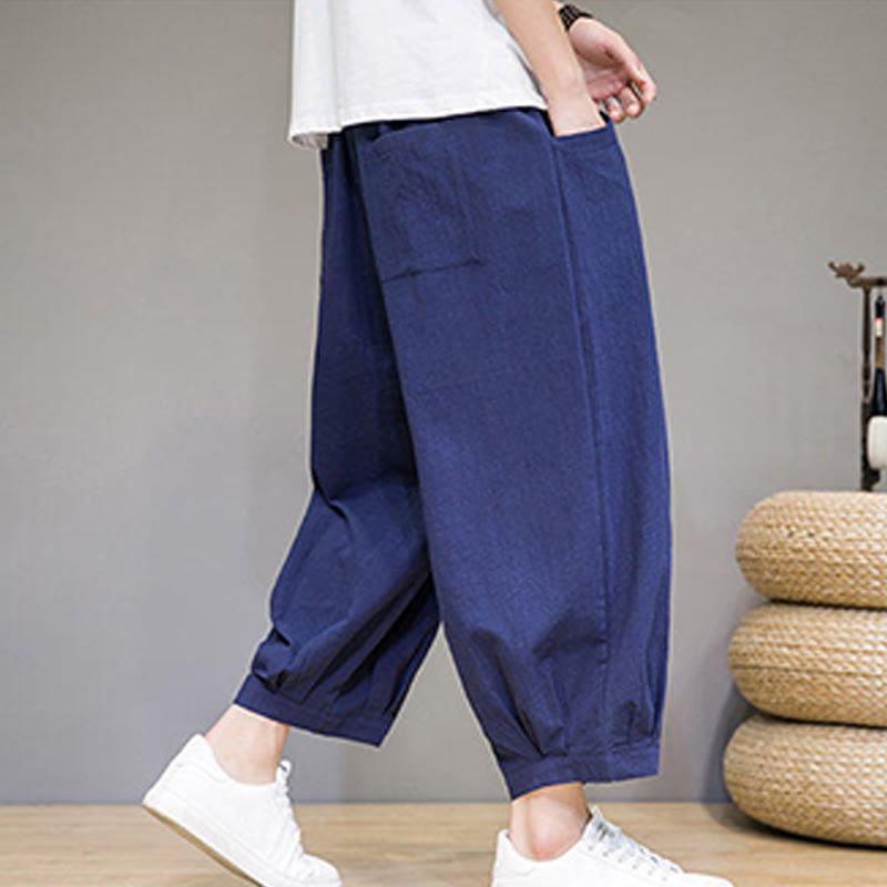 Pantalones capri cortos de algodón con bolsillos para hombre de Buddha Stones - image 32