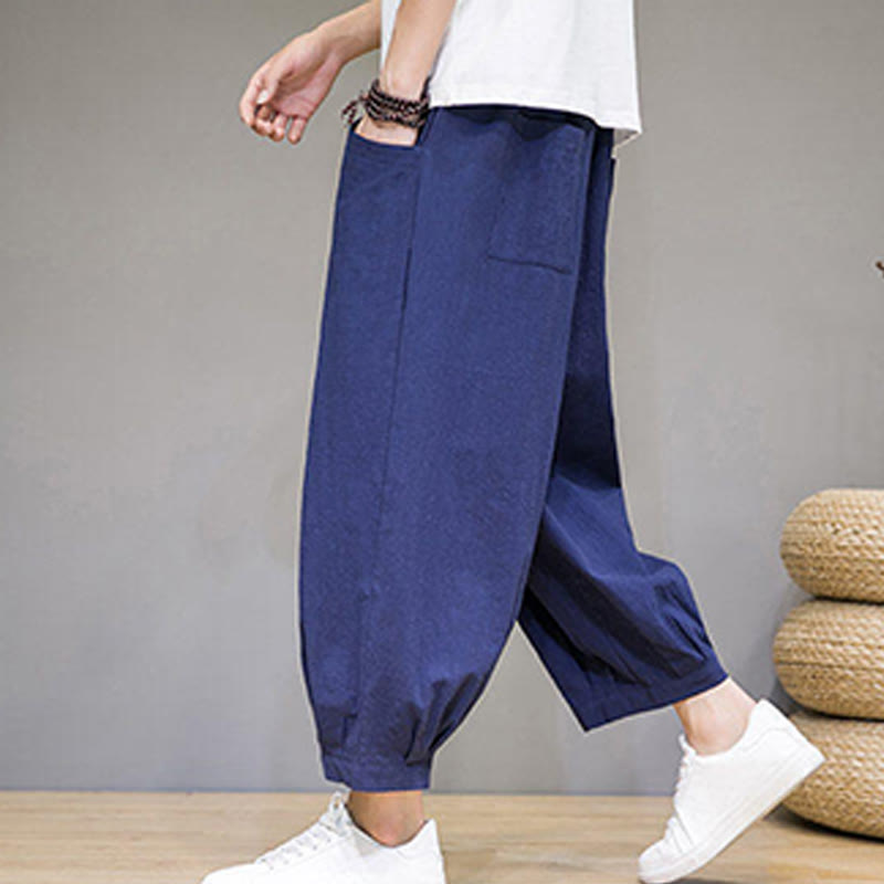 Pantalones capri cortos de algodón con bolsillos para hombre de Buddha Stones - image 33