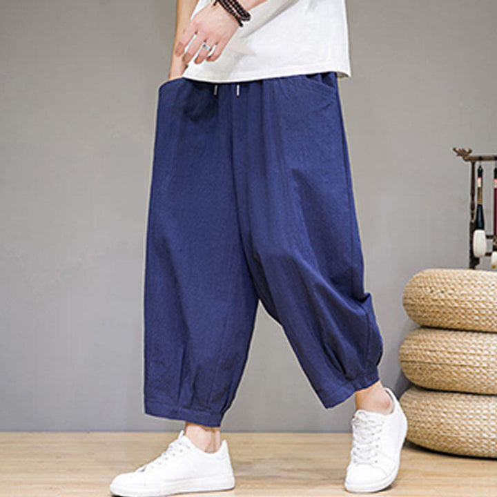 Pantalones capri cortos de algodón con bolsillos para hombre de Buddha Stones - image 35