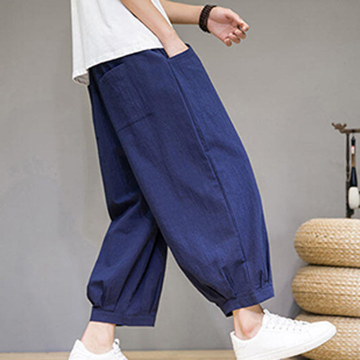 Pantalones capri cortos de algodón con bolsillos para hombre de Buddha Stones - image 36
