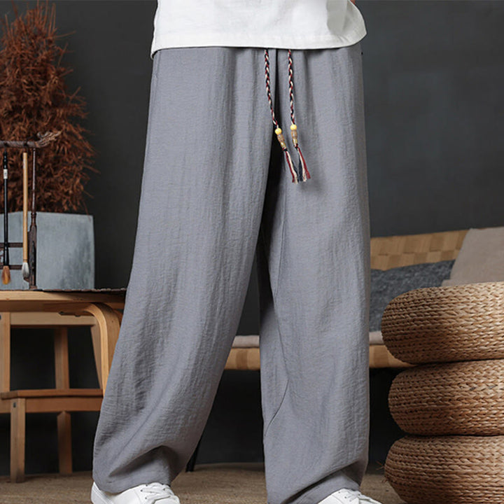 Pantalones casuales con diseño de cordón y bolsillos de Buddha Stones para hombre. - Gris - US/UK/AU46, EU56 (5XL) - image 19