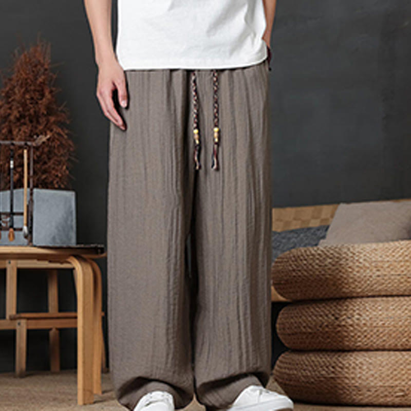 Pantalones casuales con diseño de cordón y bolsillos de Buddha Stones para hombre. - image 1