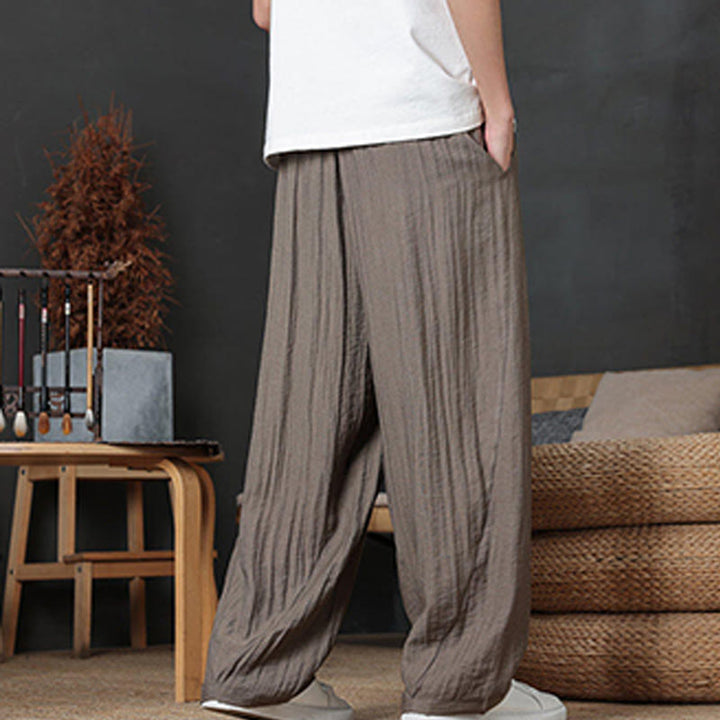 Pantalones casuales con diseño de cordón y bolsillos de Buddha Stones para hombre. - image 5