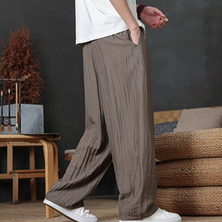 Pantalones casuales con diseño de cordón y bolsillos de Buddha Stones para hombre. - image 4