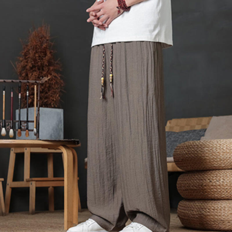Pantalones casuales con diseño de cordón y bolsillos de Buddha Stones para hombre. - image 3