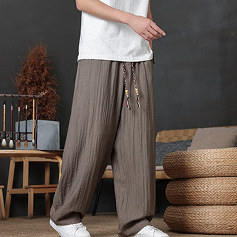Pantalones casuales con diseño de cordón y bolsillos de Buddha Stones para hombre. - image 7