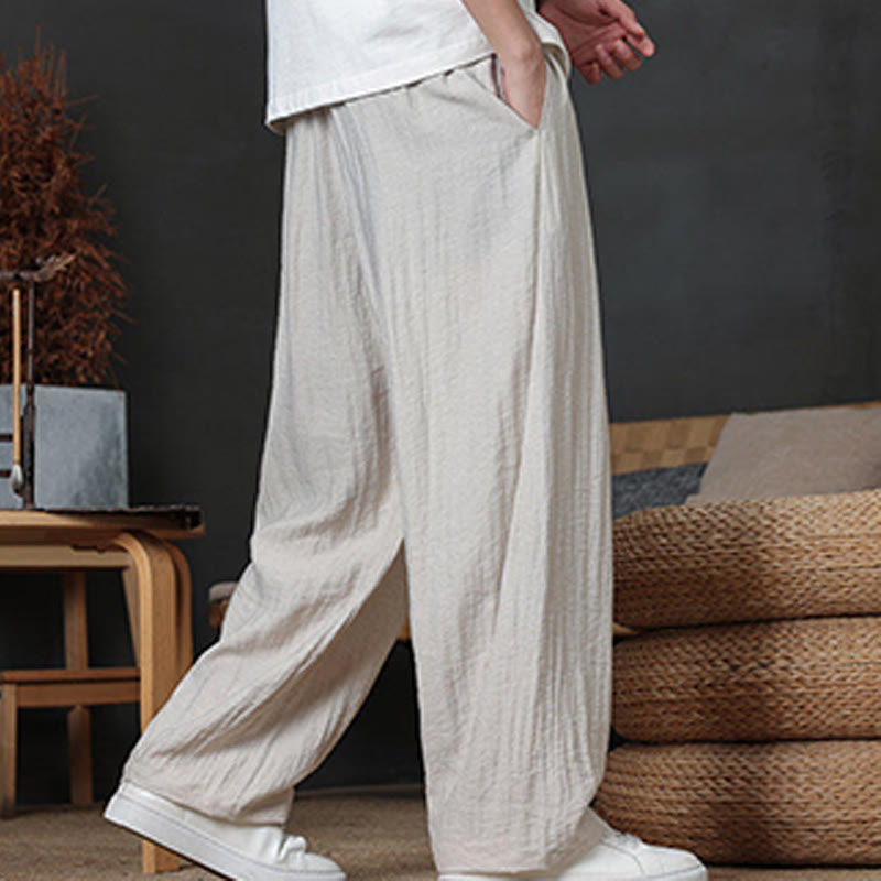 Pantalones casuales con diseño de cordón y bolsillos de Buddha Stones para hombre. - image 14