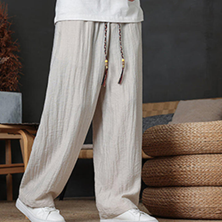 Pantalones casuales con diseño de cordón y bolsillos de Buddha Stones para hombre. - image 15
