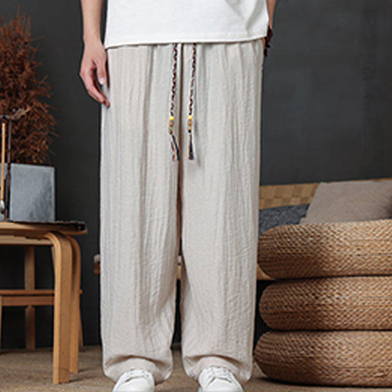 Pantalones casuales con diseño de cordón y bolsillos de Buddha Stones para hombre. - image 12