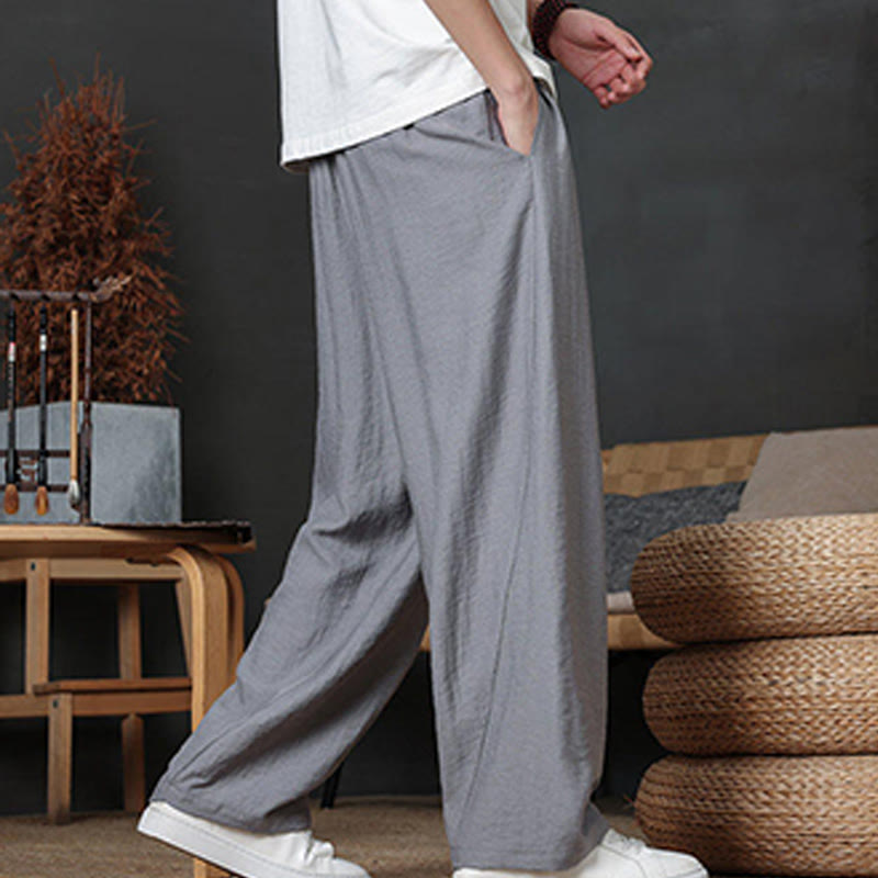 Pantalones casuales con diseño de cordón y bolsillos de Buddha Stones para hombre. - image 24