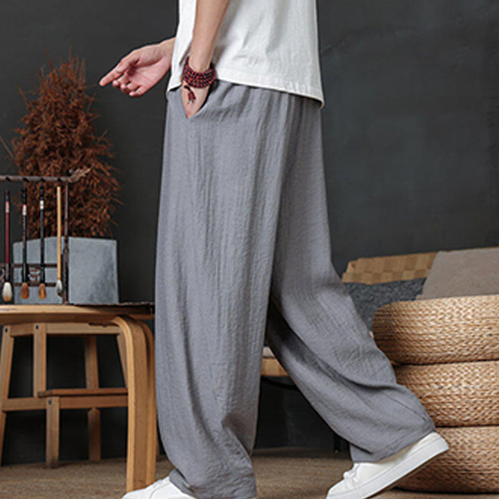 Pantalones casuales con diseño de cordón y bolsillos de Buddha Stones para hombre. - image 22