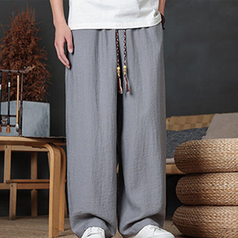 Pantalones casuales con diseño de cordón y bolsillos de Buddha Stones para hombre. - image 23