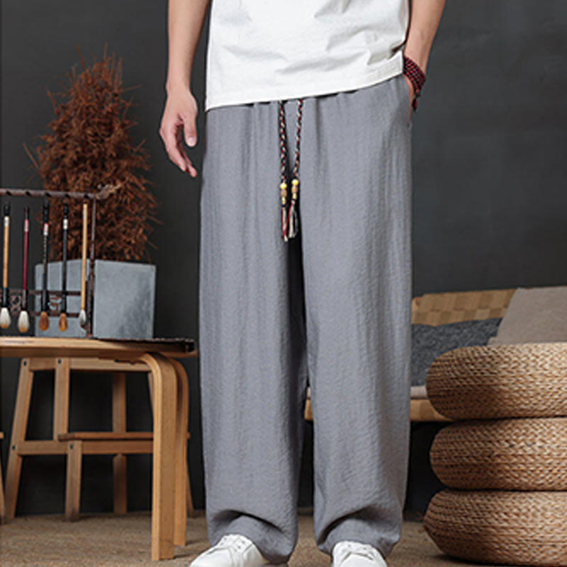 Pantalones casuales con diseño de cordón y bolsillos de Buddha Stones para hombre. - image 28