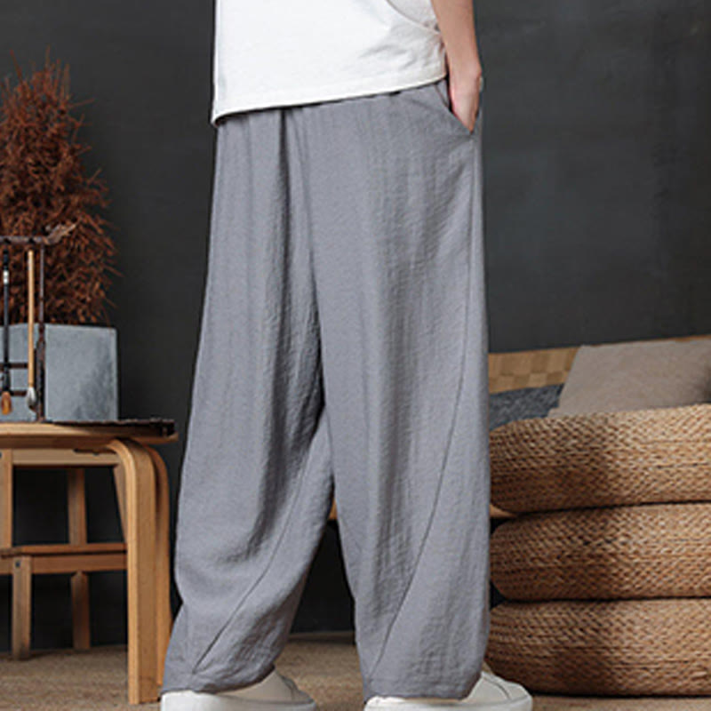 Pantalones casuales con diseño de cordón y bolsillos de Buddha Stones para hombre. - image 27