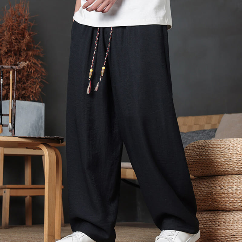 Pantalones casuales con diseño de cordón y bolsillos de Buddha Stones para hombre. - image 32