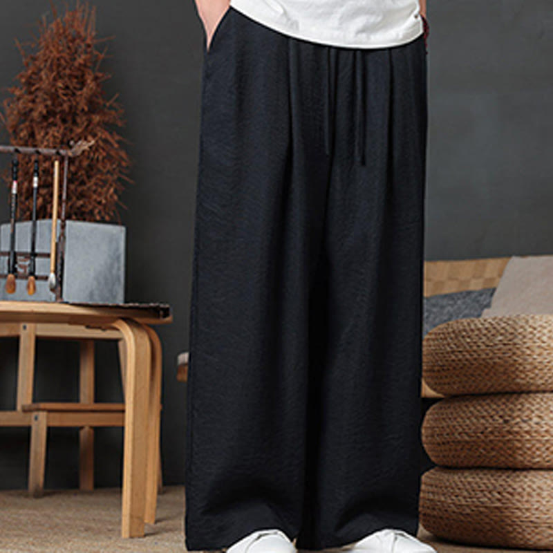 Pantalones casuales con diseño de cordón y bolsillos de Buddha Stones para hombre. - image 34