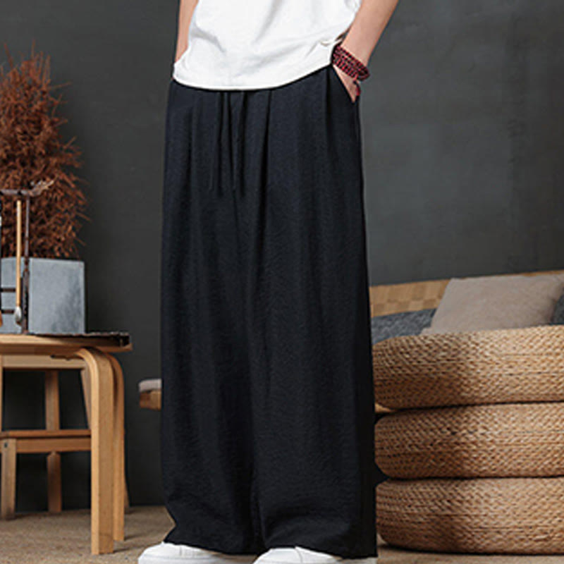 Pantalones casuales con diseño de cordón y bolsillos de Buddha Stones para hombre. - image 36