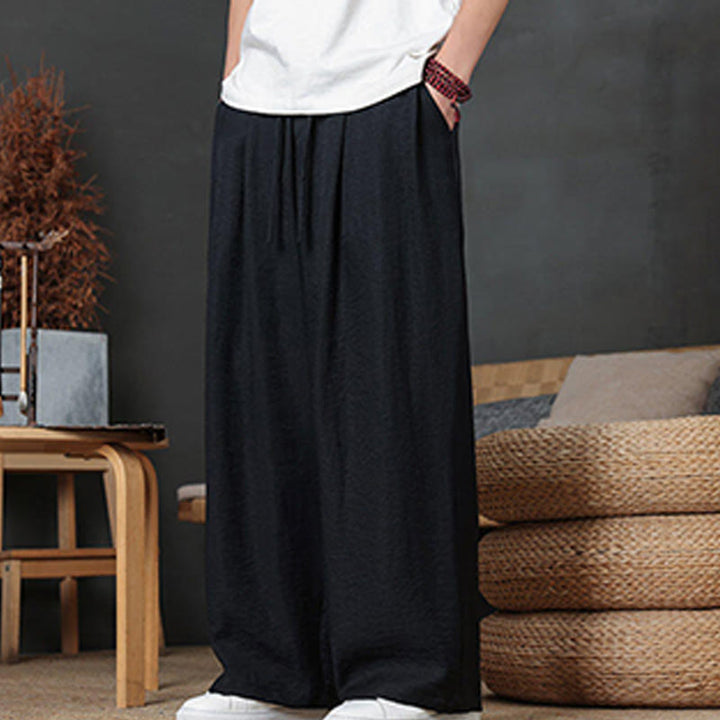 Pantalones casuales con diseño de cordón y bolsillos de Buddha Stones para hombre. - image 36