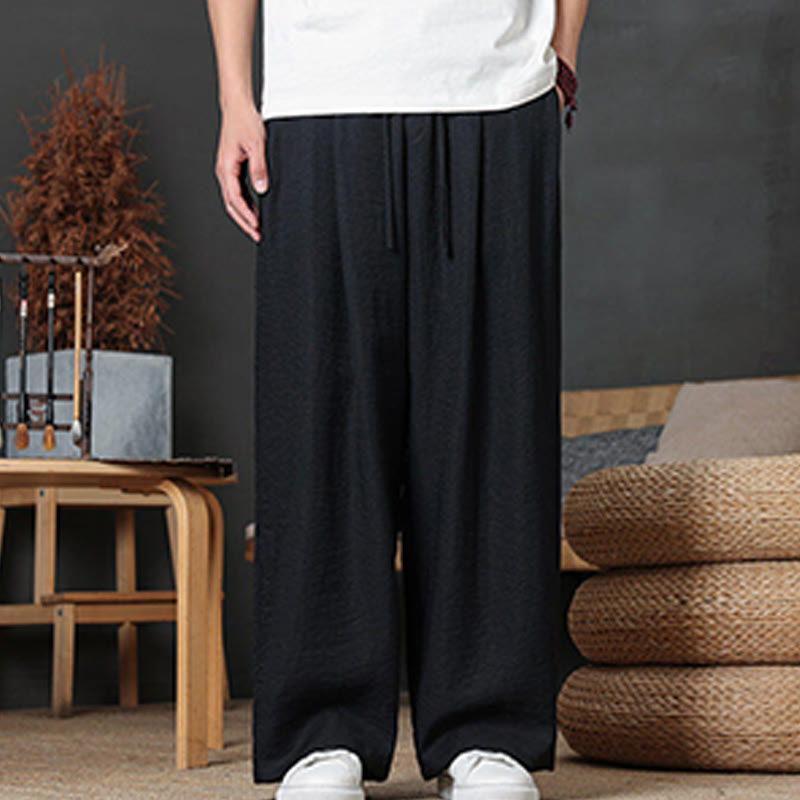 Pantalones casuales con diseño de cordón y bolsillos de Buddha Stones para hombre. - image 37