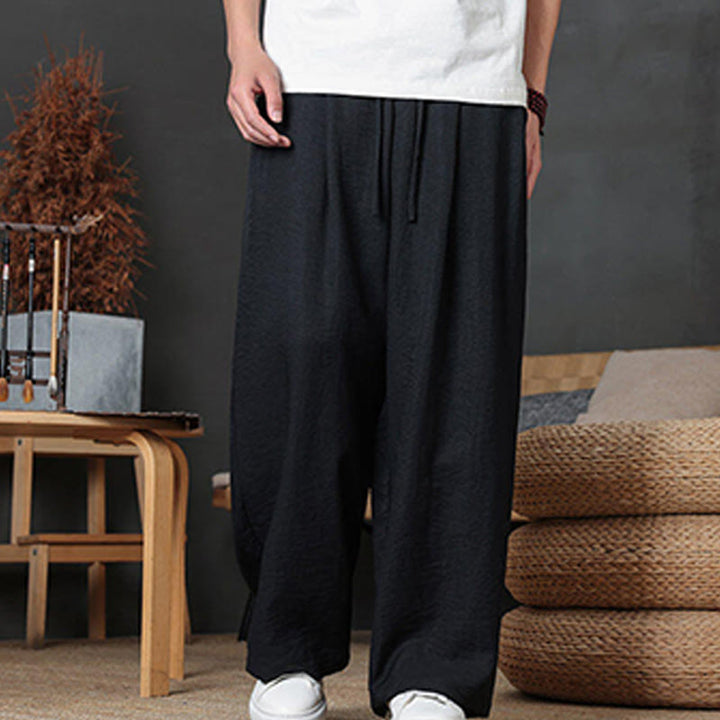 Pantalones casuales con diseño de cordón y bolsillos de Buddha Stones para hombre. - image 35