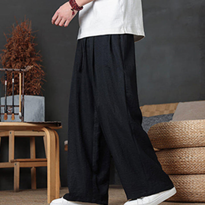 Pantalones casuales con diseño de cordón y bolsillos de Buddha Stones para hombre. - image 38